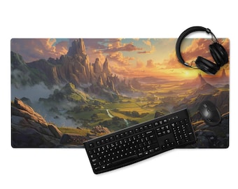 Dragon Island Schreibtischmatte, Geschenk für MMORPG Fans, umnähte Kanten, rutschfeste Gummibasis, 4 mm, Gaming Maus