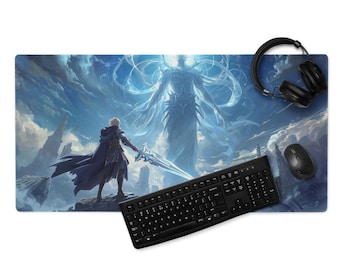 The Lone Hero Schreibtischunterlage, Fantasy Bat, japanischer Held, Geschenk für Gamer, umnähte Kanten, rutschfeste Gummibasis, 4 mm, Gaming Mauspad