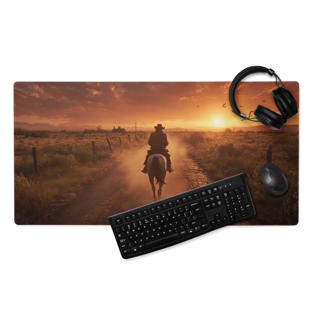 Western Deskmat, Desert Sunset, Cowboy Scene, Cinematic Landscape ...