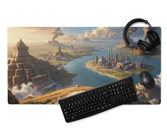 Aufbau einer Zivilisation Art Schreibtischmatte, Strategiespiel, Geschenk für Gamer, abgesteppte Kanten, rutschfeste Gummibasis, Gaming Mauspad, 4 mm