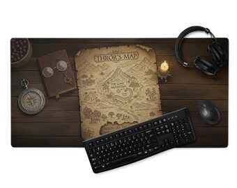 Mittelerde Schreibtischunterlage, Antikes Pergament, Geschenk für Belletristen und Gamer, Genähte Kanten, Rutschfeste Gummibasis, 4 mm