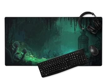 Mystery Cavern Schreibtischmatte, Lush & Mystical Art, genähte Kanten, rutschfeste Gummibasis, 4 mm