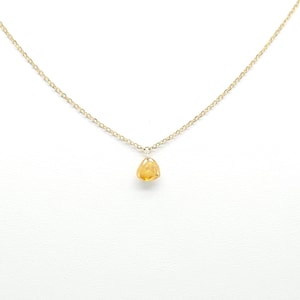 Heart Yellow Diamond Necklace, Solid 14K Gold Necklace, Natural Diamond Heart Necklace,  Floating Diamonds Necklace, Gift for her