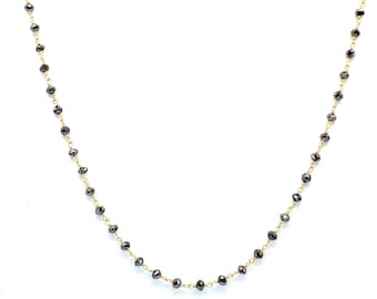14k gouden zwarte diamantkralenketting: ketting, armband, enkelband