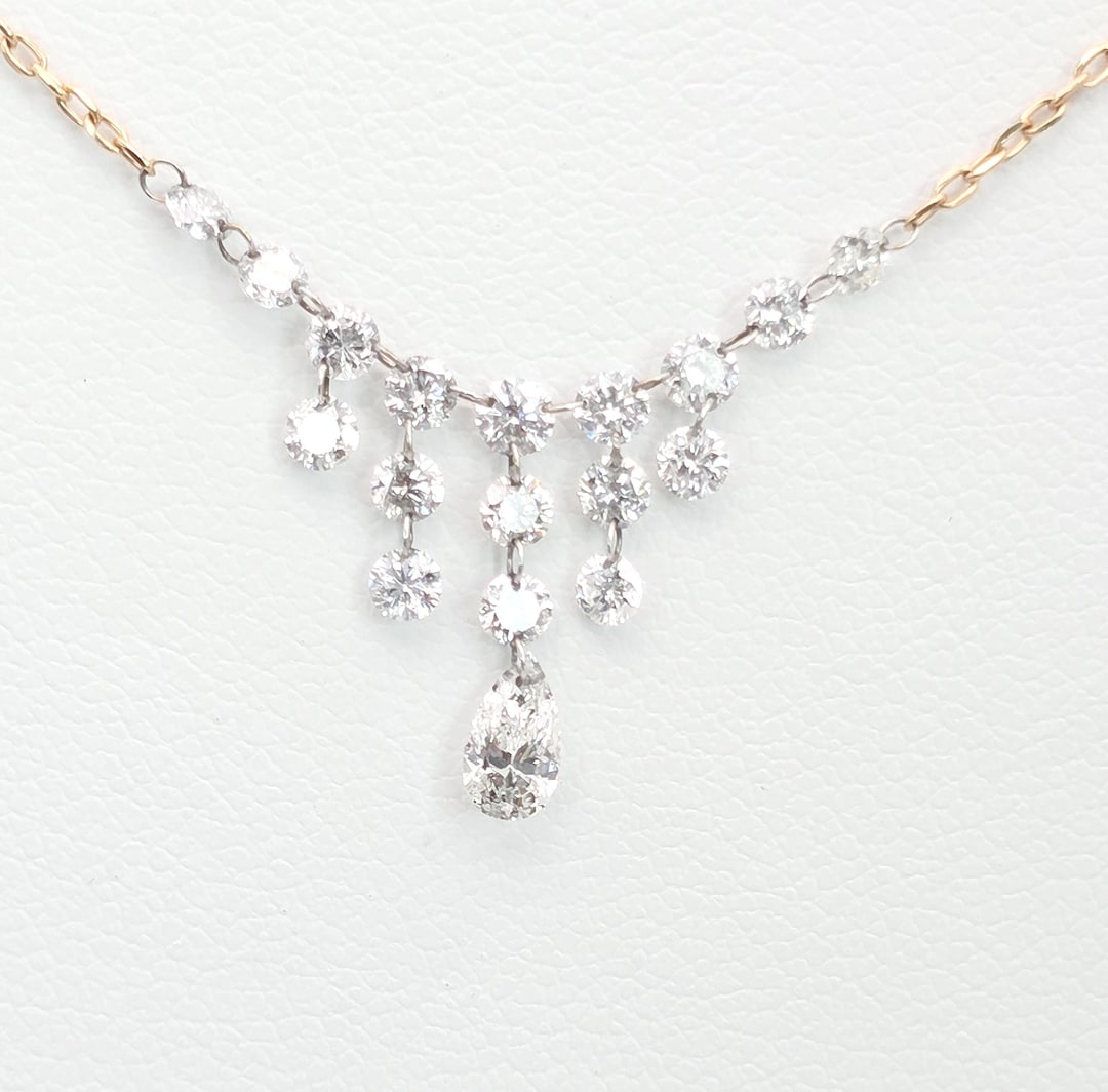 Real Diamonds Set Free Bare Floating Diamonds Necklace, 18K Gold ...