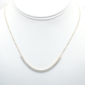 14k gold curved bar Diamond Necklace / Diamond chain necklace/ Gold Necklace/ Diamond necklace Gift for Her / Handmade gift for wife