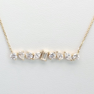 18K Gold Multi Shape Diamond Bar Necklace / Diamond chain necklace/ Gold Necklace/ Diamond necklace Gift for Her / Handmade gift for wife