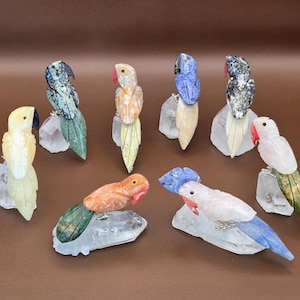 Pájaro tallado brasileño / Tallado de cristal / Cristal curativo / Pájaro tallado / Loro tallado / Cristales / Gemas / Tallas de piedra / Pájaro de piedra