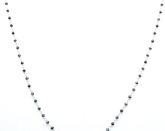 14k witgouden zwarte diamantkralenketting: ketting, armband, enkelband