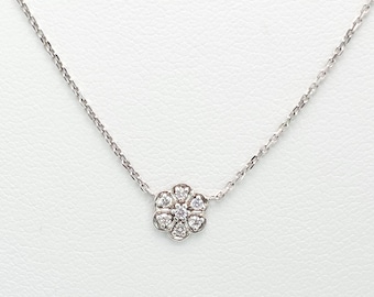 Diamond Clover Pendant Necklace – 14K White Gold Charm