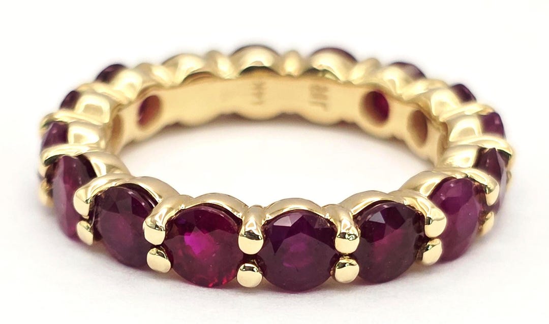 14K Gold Ruby Eternity Band Ring: July Birthstone Jewelry - Etsy