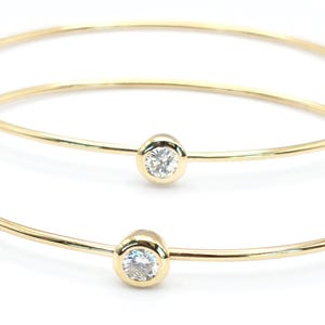 14K Yellow Gold Diamond Bangles | Diamond Bangles | Real Gold Bangle Bracelet | Dainty Diamond Jewelry Gift | Perfect gift for her