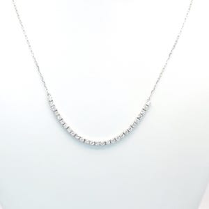 14k gold curved bar Diamond Necklace / Diamond chain necklace/ Gold Necklace/ Diamond necklace Gift for Her / Handmade gift for wife