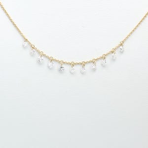 Floating Natural Diamond Necklace | 14K Gold Necklace | Dainty Diamond Pendant | Minimalist Fine Jewelry | Wedding Jewelry | Gift for her