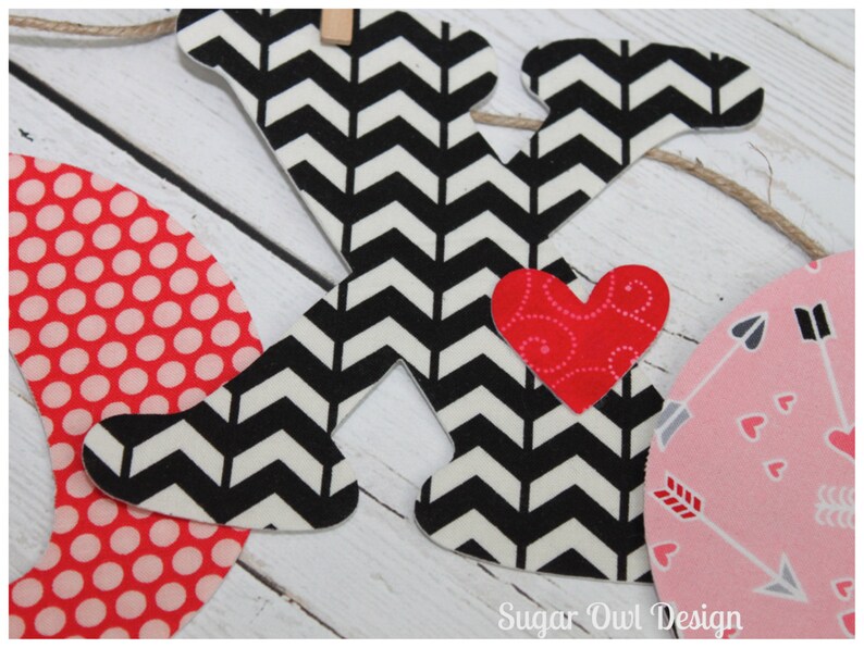 XOXO Valentines Day Banner Valentine Decor Letter Banner Fabric Garland