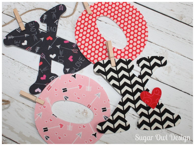 XOXO Valentines Day Banner Valentine Decor Letter Banner Fabric Garland