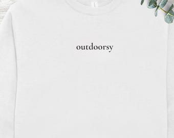 Outdoorsy Sweatshirt, Minimalist Gender Neutral Pullover, Soft Eco-Friendly Apparel