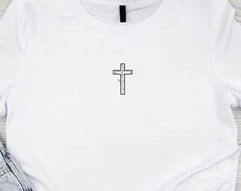 Cross & Vine T-Shirt, Minimalist Christian Shirt, Simple Cross Shirt, Faith-Based Shirt