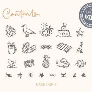 Kustillustraties: handgetekende zomerstrandafbeeldingen (SVG, PNG, commerciële licentie) afbeelding 3