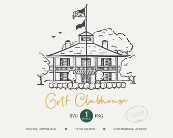 Illustratie golfclubhuis: handgetekende golfafbeelding (SVG, PNG, commerciële licentie)