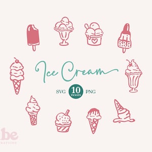 Imágenes prediseñadas de helado: ilustraciones dibujadas a mano con temática de helado (SVG, PNG, uso comercial)