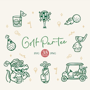 Golf Clipart:  Hand Drawn golf illustrations (SVG, PNG, Commercial Licence)