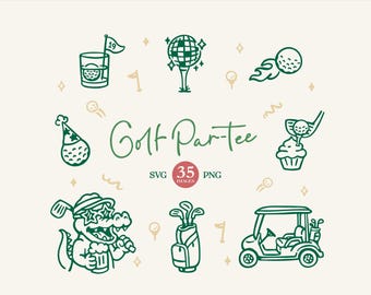 Golf Clipart:  Hand Drawn golf illustrations (SVG, PNG, Commercial Licence)