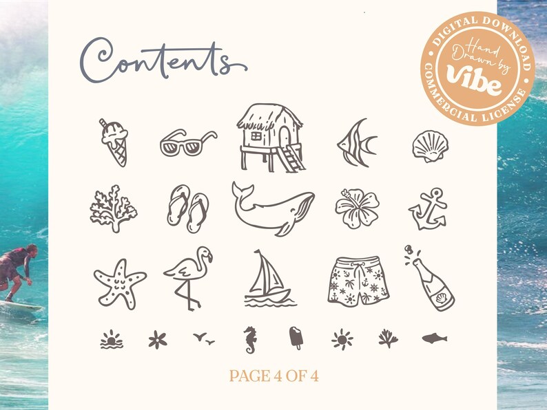 Kustillustraties: handgetekende zomerstrandafbeeldingen (SVG, PNG, commerciële licentie) afbeelding 6