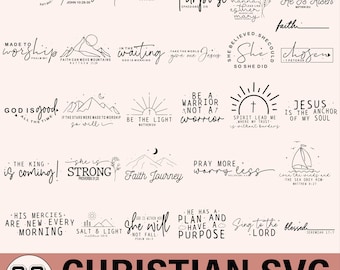 Christian Svg Bundle, Bible Verse Svg,Faith Svg,Religious Quotes,Scripture SVG, Inspirational Christian, Cut Files for Cricut and Silhouette
