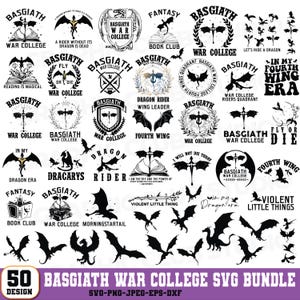 Basgiath War College Bundle, Vierter FlügelSvg Bundle,Dragon Rider, war College svg,Dragon svg,Iron Flame svg,Cicut Cut Dateien, digitaler Download