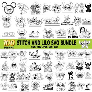 Stitch svg, Stitch et Lilo SVG, SVG de dessin animé Disney mignon, Stitch et lilo, Ange SVG, Svg de gobelet, Svg de gobelet Stitch, Silhouette Cricut