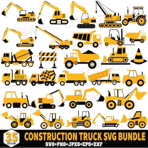 bouw svg-bundel, bouw vrachtwagens svg, verjaardag bundel svg, graafmachine svg, zware machines, vrachtwagens svg, Cricut-bestanden, digitale download