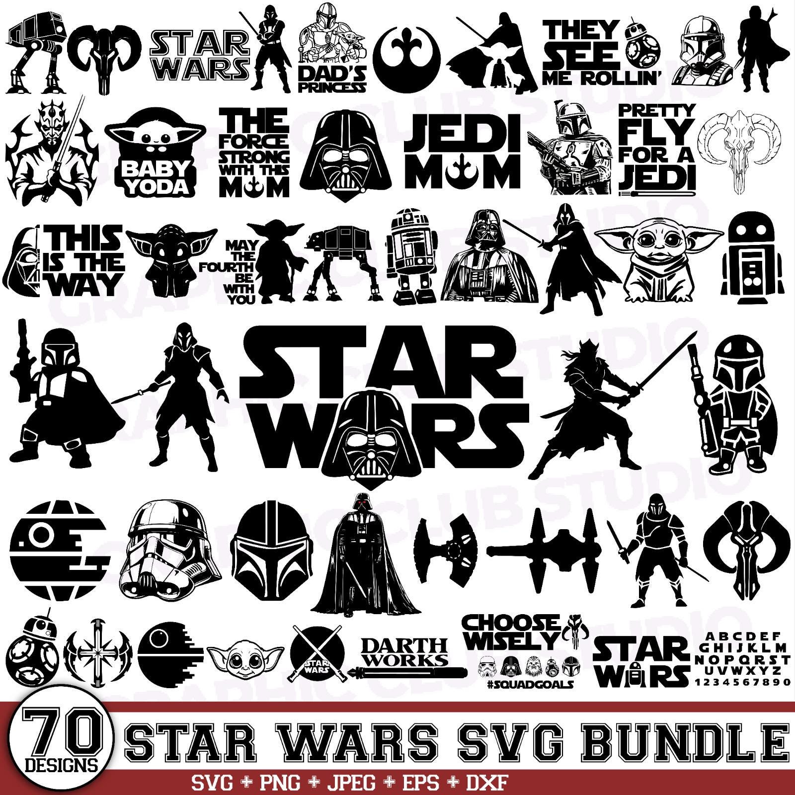 Star wars svg bundle,Darth Vader,Star Wars Logos, Star Wars Clipart,Star Wars font, Mandalorian Symbols,Yoda svg,jedi svg,Instant Download