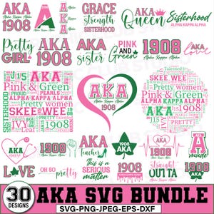 Alfa Kappa Alfa Svg, también conocido como SVG/PNG, también conocido como SVG de letra, también conocido como SVG de hermandad, SVG de 1908, SVG rosa y verde, SVG de hermandad, SVG de Rush, SVG griego, Silueta