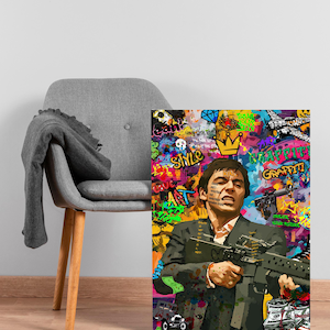 Gangster Graffiti Pop Art Poster, Urban Street Art Wall Decor, Mafia Style Printable, Man Cave Wall Art image 2