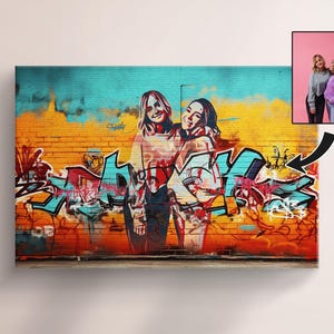 Personalized Urban Graffiti Portrait - Vibrant Digital Street Art, Customized Gift for Couples, Gift For Her