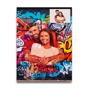 Custom Street Art Portrait From Photo, Personalized Graffiti Portrait, Unusual Gift Portrait, Urban Wall Art Gift for Couples