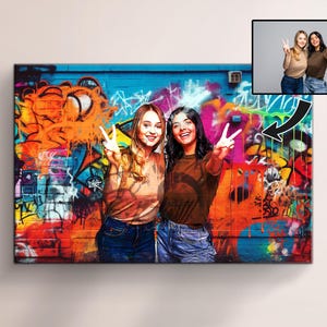 Personalized Graffiti Street Art Portrait,  Custom Digital Art,  Pop-Art Style Graffiti Gift, Gift for Friends, Couples, Teens