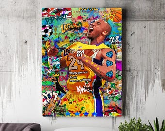 Lámina artística de grafiti de leyenda del baloncesto: Decoración de pared deportiva de arte pop (descarga digital)
