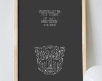 Transformers Movie Quote Print: Minimalist Home Decor (Digital Download)
