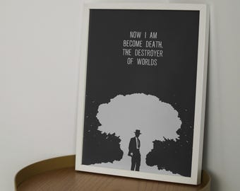 Oppenheimer Movie Quote Print: Minimalist Movie Poster Home Decor (Digital Download)