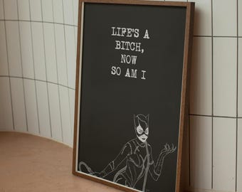 Catwoman Movie Quote Art Print: Minimalist Movie Poster Home Decor (Digital Download)