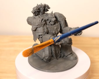 Grimdark Crusader Brush Holder – Miniature Painting Organizer – Gamer & Hobbyist Gift – Tabletop Desk Decor