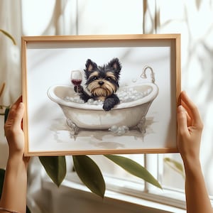 Funny Yorkie Bathroom Art | Dog Wall Decor | Digital Download | Cute Pet Lover Gift