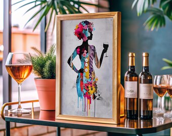Cocktail Kunstdruck: Stilvoller Barwagen Dekor (Digitaler Download)