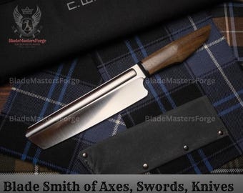 Handgesmeed koksmes in Japanse stijl | Aangepast op Kiritsuk geïnspireerd mes | Walnoothouten handvat | BladeMastersForge