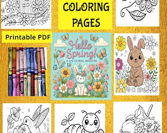 Spring Coloring Book: 34 Floral, Easter & Nature Pages (Digital Download)