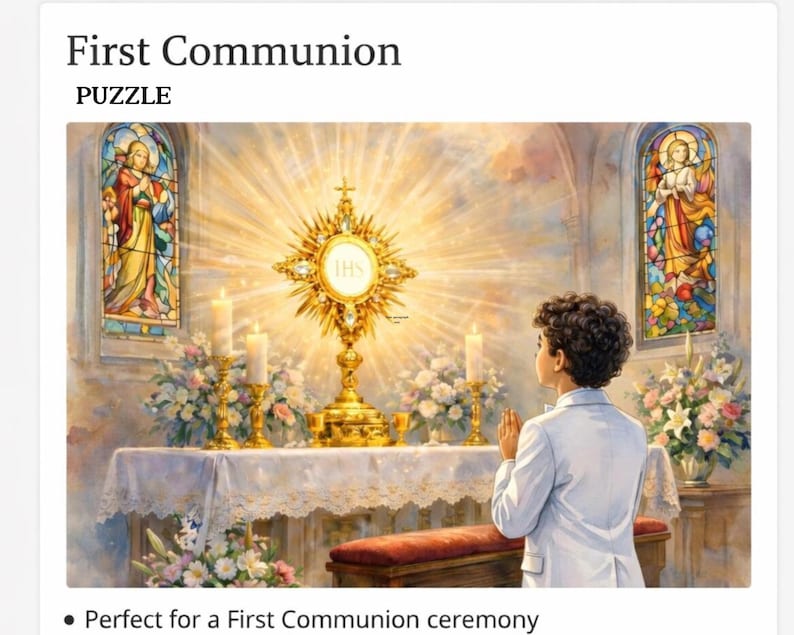 First Communion Gift for Boys, Catholic Puzzle, Eucharist Art Jigsaw ...