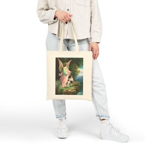 Guardian Angel Tote Bag – Christian Canvas Tote – Faith Inspired Gift – Religious Market Bag – Vintage Angel Art Tote image 8