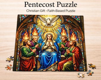 Pentecost Stained Glass Puzzle | Holy Spirit Dove Puzzle | Catholic Christian Puzzle | Religious Gift | Faith Jigsaw Puzzle